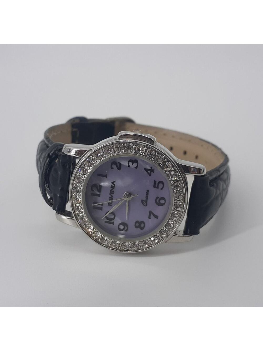Ravinia Womens Watch Black Croc Embossed Faux Leather Strap Japan